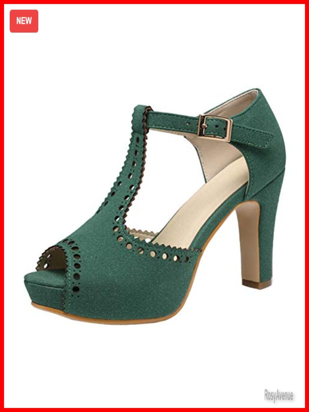 Women's Vintage Suede Ankle Strap Heeled Sandals Peep Toe Buckle